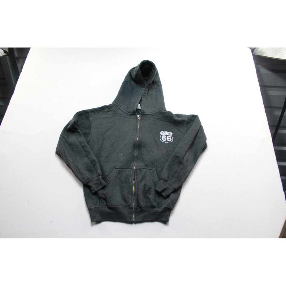 TNT Classics Route 66 Zip Hoodie Youth Large Black Excellent Graphic Sweatshirt